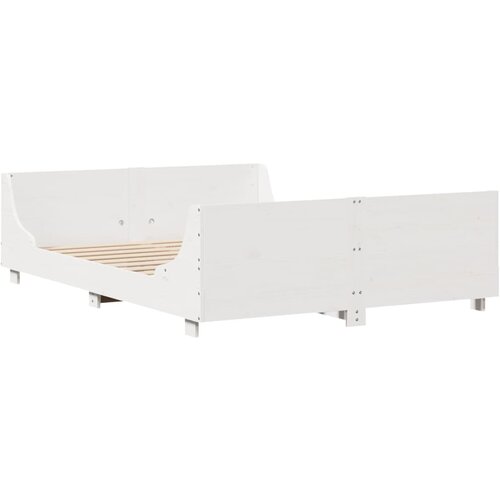 vidaXL Posteljni okvir z vzglavjem bel 135x190 cm trdna borovina, (21273415) Cene