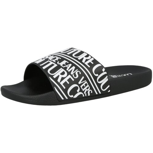 Versace Jeans Couture Nizki natikači 'FONDO SLIDE DIS. SQ1' črna / bela Cene