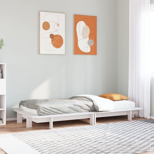 Furnova Posteljni okvir brez vzmetnice bel 90x190 cm trdna borovina, (21935853) Slike