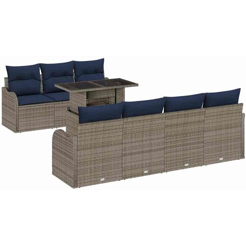 vidaXL Vrtna sedežna garnitura z blazino 8 pcs Siva Poly ratan, (5000063189) Cene