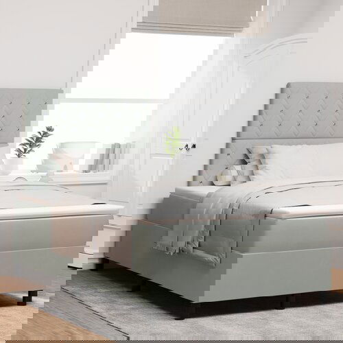 vidaXL Box Spring Krevet s Madracem & LED Svjetlom Svjetlosiva 120x190 cm Baršun Cene
