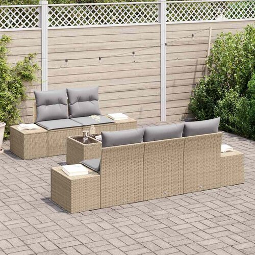  Set od 6 vrtnih sofa s jastučićima bež poliratan Cene