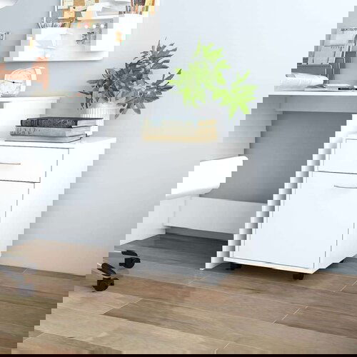 vidaXL Ormarić s kotačima bijeli 45 x 38 x 54 cm od iverice Cijene