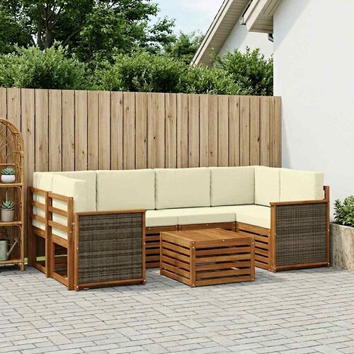  Set vanjskih sofa 7 kom. Prirodna i krem Čvrsto drvo akacije Cijene