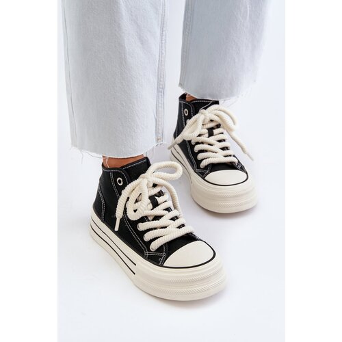 PS1 Women's Platform Sneakers Black Aineri Cene