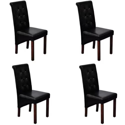  Jedilni stoli 4 kosi črno umetno usnje