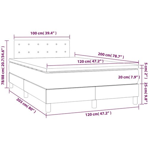  box spring s madracem LED tamnosivi 120 x 200 cm tkanina Slike