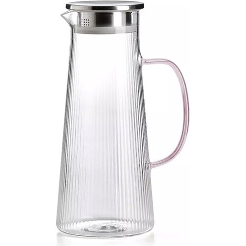 Ivv vrč s pokrovom Narciso 1,6l, roza ročaj, borosilikatno steklo, inox Cene