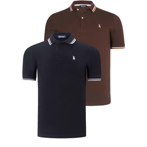 Dewberry DUAL SET T8594 MENS T-SHIRT-BLACK-BROWN Cene