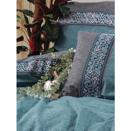 L'essential Maison Erna - Petrol Blue Petrol BlueGrey Ranforce Single Quilt Cover Set Cene