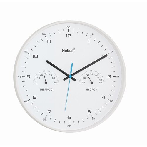 In Okrugli zidni sat s termometrom i vlagomjerom (Bijela, Promjer: 30 cm) Slike