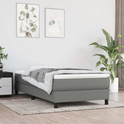  Box spring postelja z vzmetnico temno siva 90x190 cm blago, (20726083) Slike