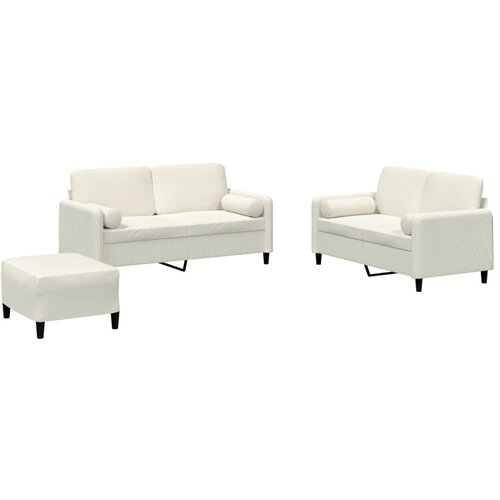  3-dijelni set sofa s jastucima krem bar&amp;scaron;unasti Slike