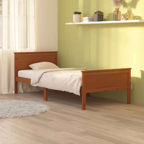  Posteljni okvir medeno rjav iz trdne borovine 90x200 cm, (20647481) Cene