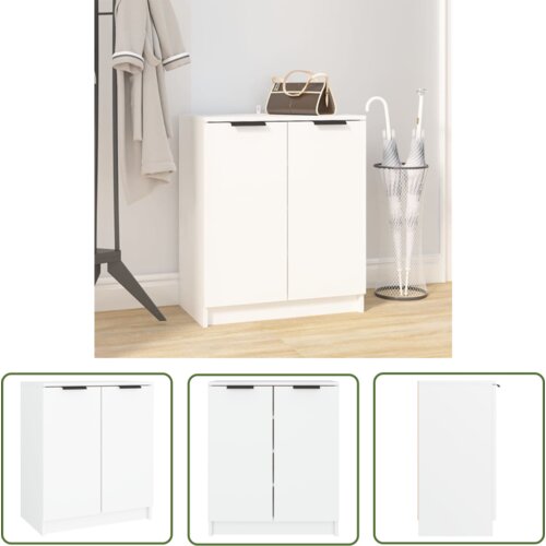 The Living Store Omarica za čevlje bela 59x35x70 cm konstruiran les - Omarica Za Čevlje, (21744894) Cene