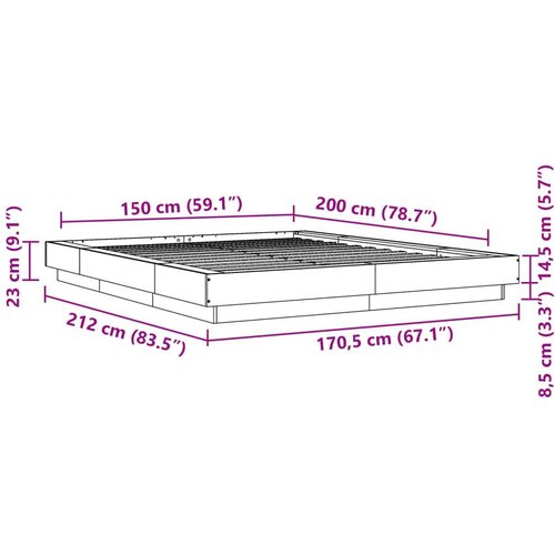 VidaXL Okvir kreveta boja betona 150x200 cm od konstruiranog drva Slike
