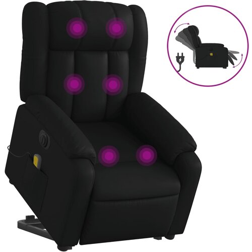 Maison Chic Električni masažni fotelj - Relax naslanjač s funkcijo vstajanja črno um. usnje, (22062271) Cene