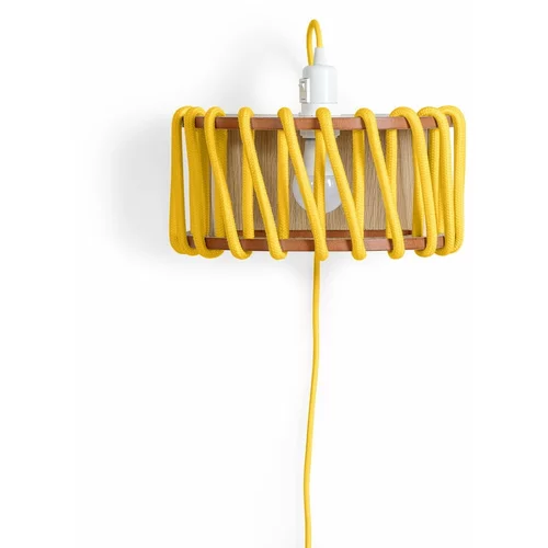 EMKO žuta zidna svjetiljka s drvenom strukturom macaron, dužina 30 cm