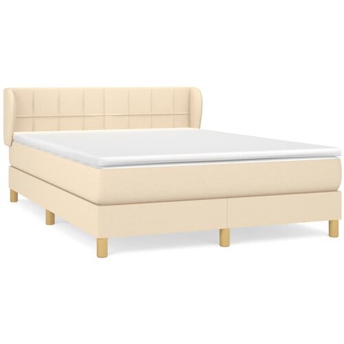 VidaXL Box spring postelja z vzmetnico krem 140x200 cm blago, (20893115) Slike