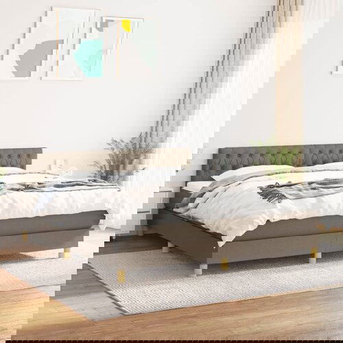 VidaXL Box spring postelja z vzmetnico taupe 180x200 cm blago Slike