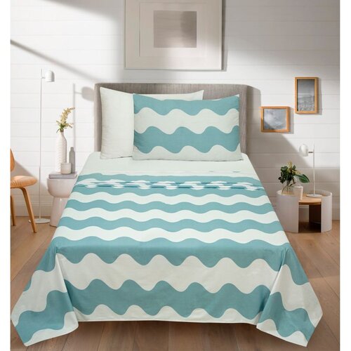 ESSENZA SLEEP 634765 POSTELJINA LANCUN MARE 150X270+150X240+60X80 CM VALOVI PLAVI Cijene