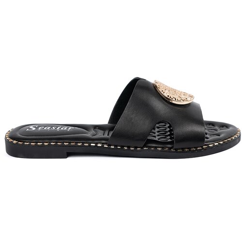 SEASTAR Black flip-flops with gold decoration Cene