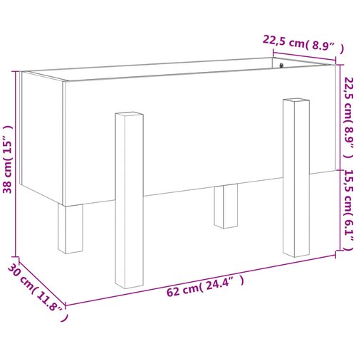  Vrtna sadilica 62 x 30 x 38 cm od masivne borovine Slike