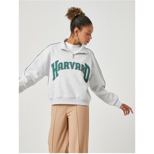 Koton Oversize Sweatshirt Harvard License Standing Collar Zippered Slike