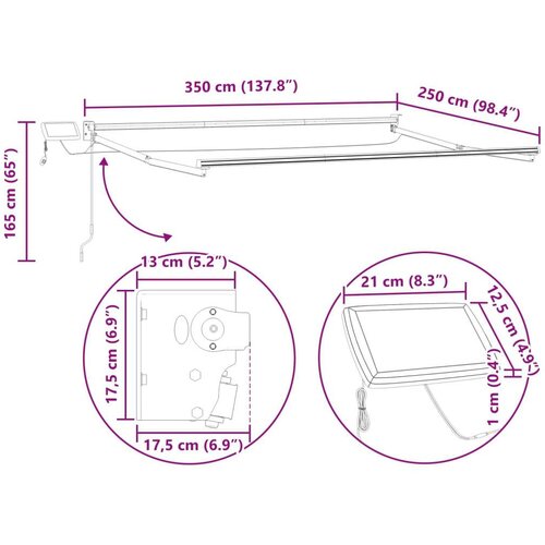  zlačivna tenda s LED diodama 3 5 x 2 5 m - Bijeli Antracit i bijela 3 5 x 2 5 m Slike