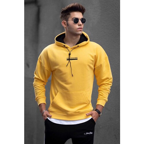 Madmext Yellow Printed Hooded Sweatshirt 4722 Slike