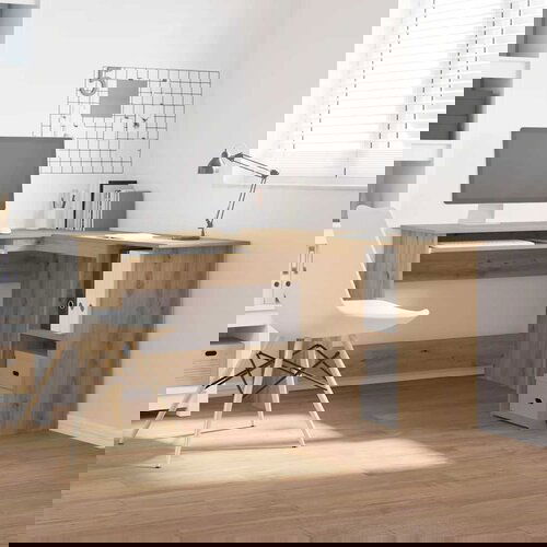 vidaXL Kotna pisalna miza artisan hrast 120x140x75 cm inženirski les Cene