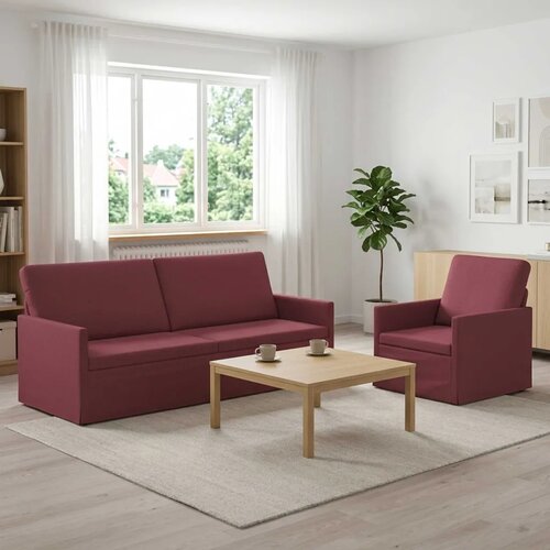  Set sofe 2 pcs Vinska crvena Tkanina - boja crnog vina 1-sjedalni + 3-sjedalni (180 cm) Cene