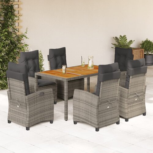  7-dijelni vrtni blagovaonski set sivi od poliratana Siva 150 cm table length Cijene