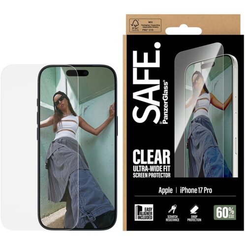 PanzerGlass SAFE. by &reg; Za&scaron;čita zaslona iPhone 17 Pro | Ultra-Wide Fit z EasyAligner Prozorna za&scaron;čita za zaslon Apple 1 kom Cene