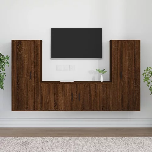 vidaXL Komplet TV omaric 3-delni rjav hrast inženirski les