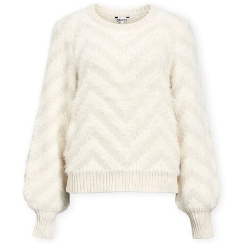 .OBJECT Puloverji Noos Hollow Knit - White Sand Bela Slike
