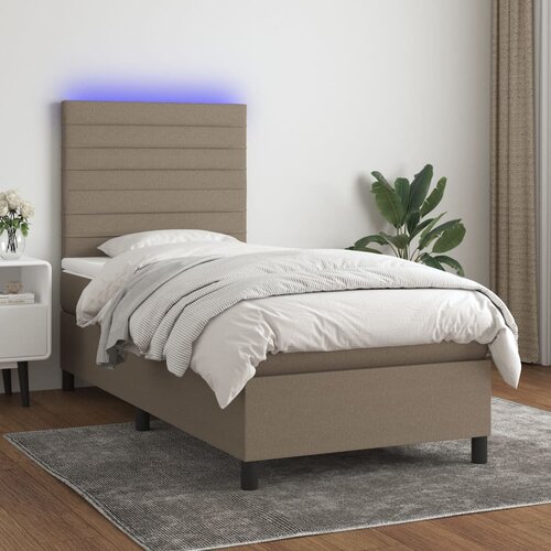 vidaXL Krevet box spring s madracem LED smeđesivi 80 x 200 cm tkanina Cijene