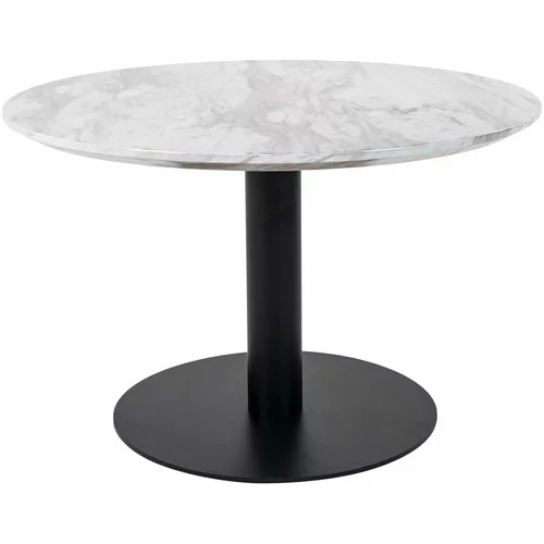 House Nordic Bela/črna okrogla mizica z mizno ploščo v marmornem dekorju 70x70 cm Bolzano –
