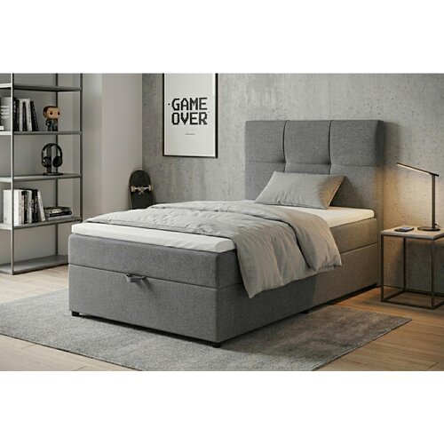 MID.YOU POSTELJA Z VZMETNICO 100 cm x 200 cm , tekstil, leseni material srebrne barve, svetlo siva Slike