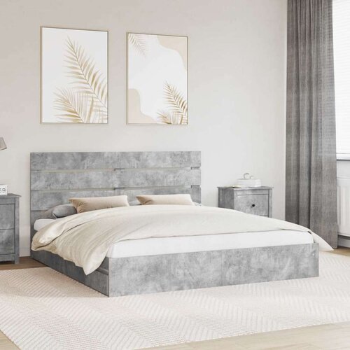  Krevet s od storage s uzglavljem Betonski sivi 200 x 200 cm Cene
