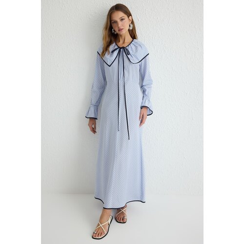 Trendyol Blue Collar Piping Detailed Woven Dress Cene