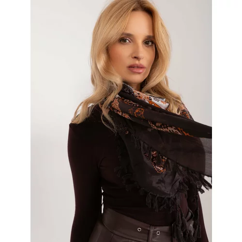 Fashion Hunters Black silk scarf with oriental patterns