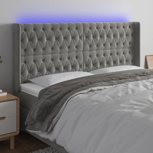 vidaXL LED uzglavlje svjetlosivo 183 x 16 x 118/128 cm baršunasto Cijene
