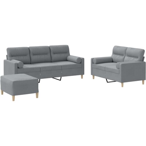 Maison Chic Sedežna garnitura - kavč 3-delna z vzglavniki svetlo sivo blago, (21728832) Cene