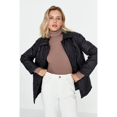 Trendyol Black Button Quilted Inflatable Coat Slike