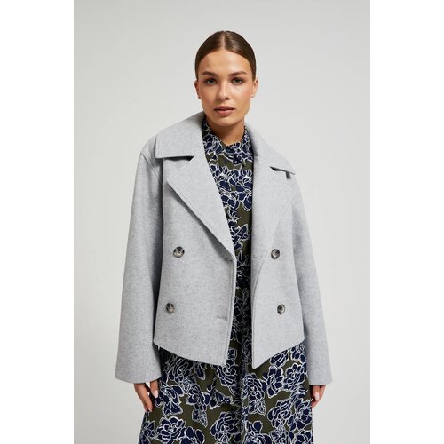Moodo Double-breasted short grey coat Slike