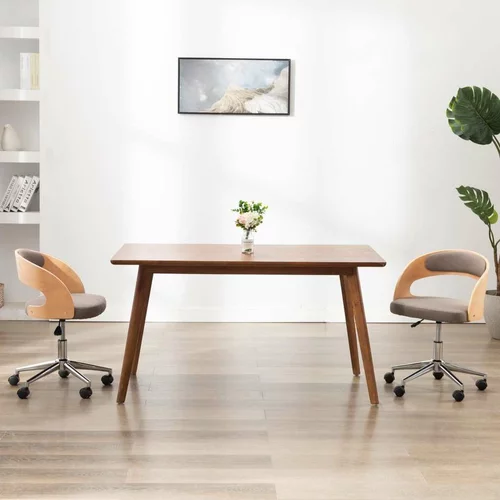  Vrtljiv pisarniški stol taupe ukrivljen les in blago, (20624680)