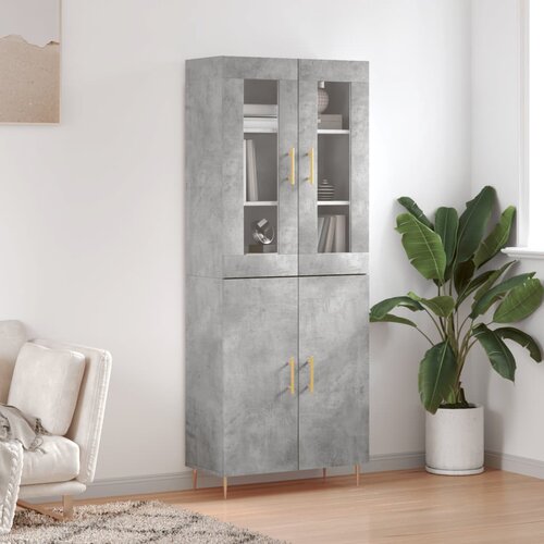 vidaXL Visoka komoda betonsko siva 69,5x34x180 cm inženirski les Cene