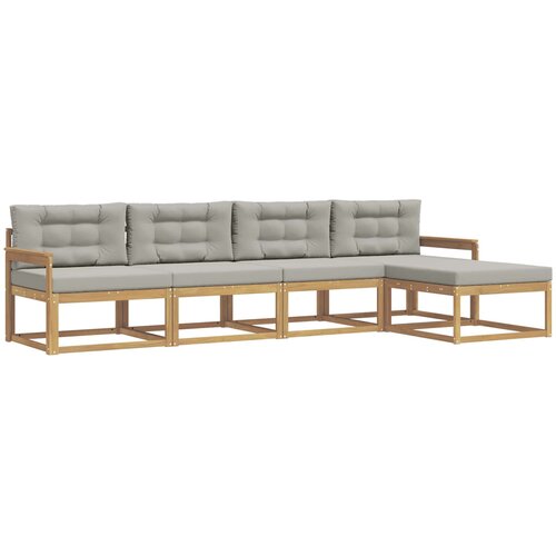  Set vanjskih sofa 4 kom. Bijela i svjetlosiva Poliester Smeđa 329 x 162,5 x 73 cm Slike