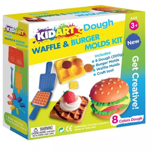 KidArt komplet plastelina z modeli za hamburgerje in vaflje - 8 barv Slike